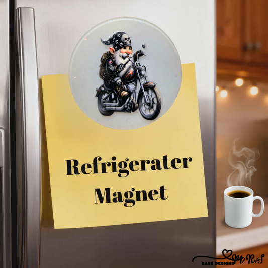 Motorcycle Gnome Refrigerator Magnet – Funny Biker Kitchen Décor
