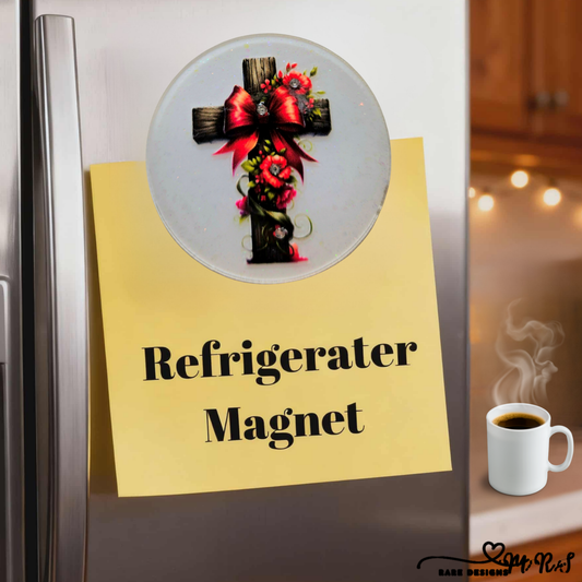 Red Ribbon Cross Refrigerator Magnet – Inspirational Christian Home Décor