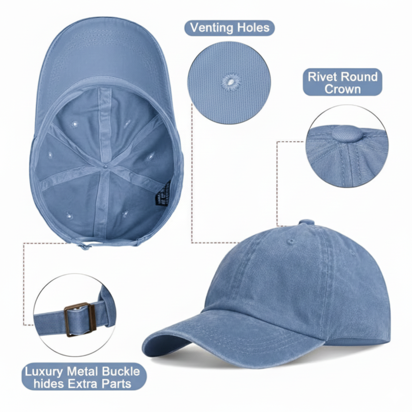 Vintage Patriotic Eagle Baseball Cap – 80% Polyester, 20% Cotton with Sublimated Patch (3 Styles)