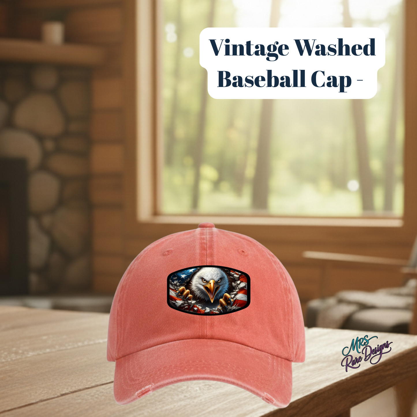 Vintage Patriotic Eagle Hat – 80% Polyester, 20% Cotton with Sublimated Patch