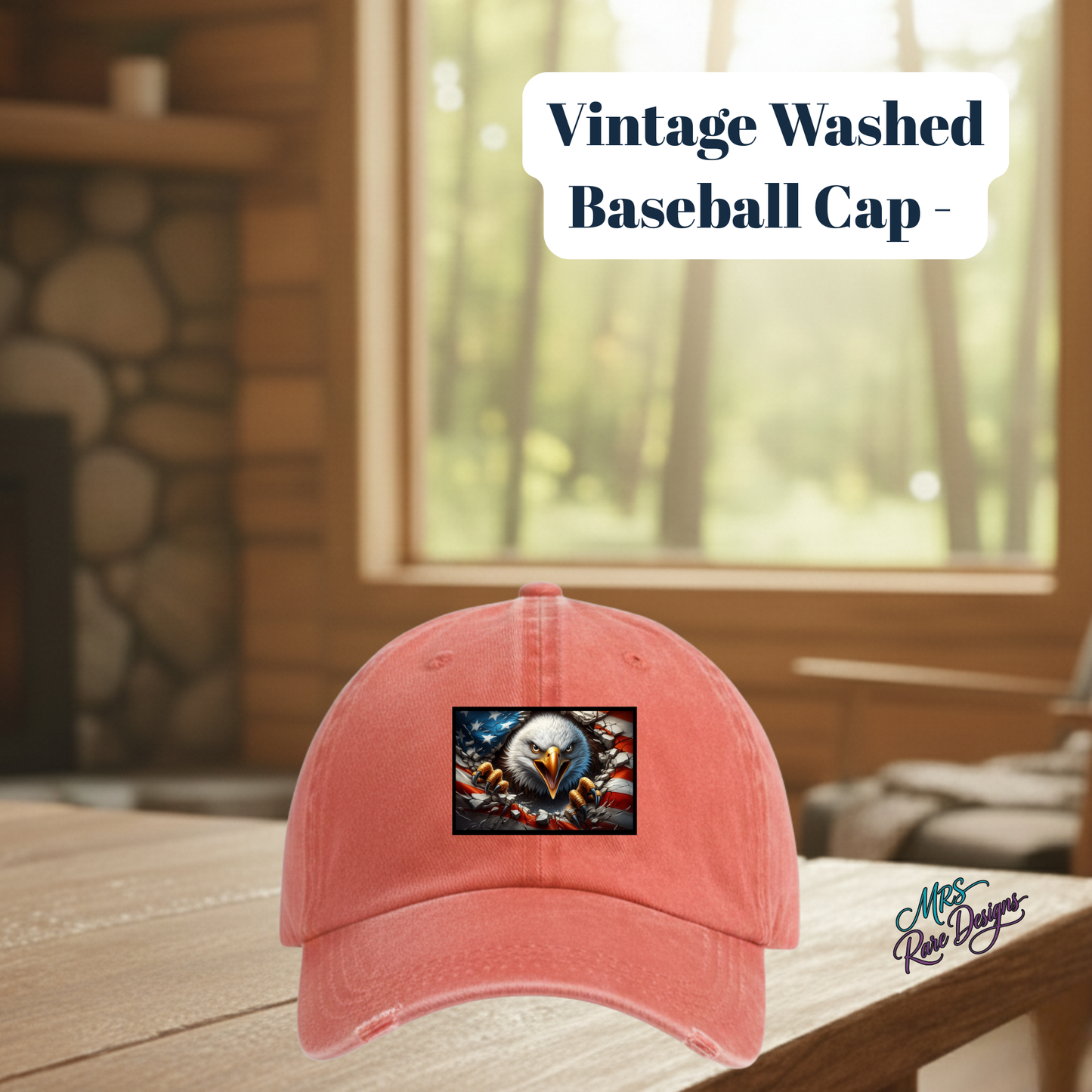 Vintage Patriotic Eagle Hat – 80% Polyester, 20% Cotton with Sublimated Patch