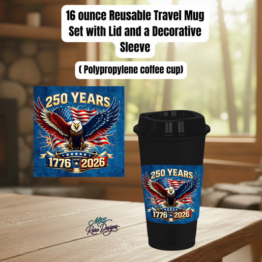 "Dark Eagle" — 250 Years Patriot Travel Mug Set in Midnight Black