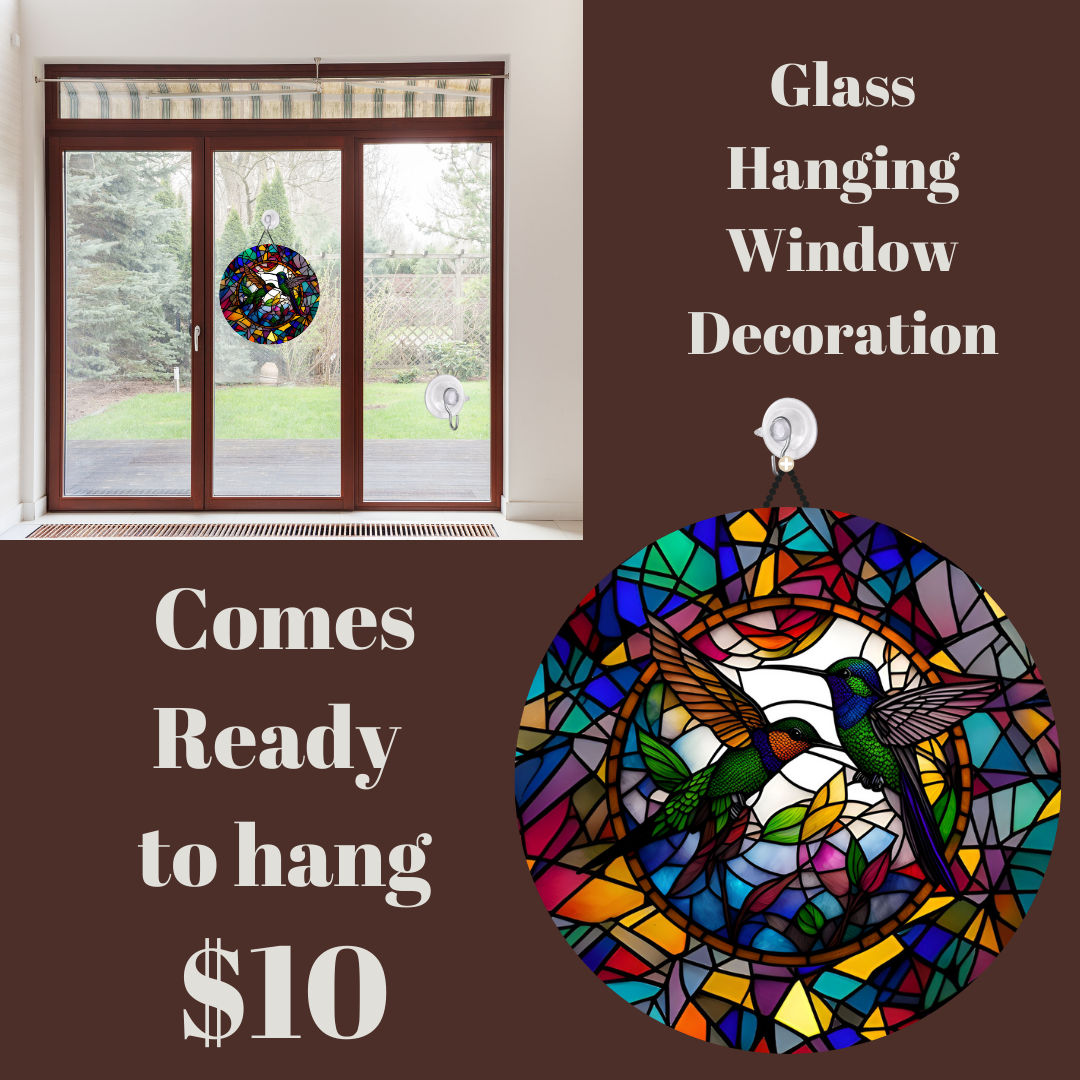 Hummingbird Stained Glass Hanging Window Decoration