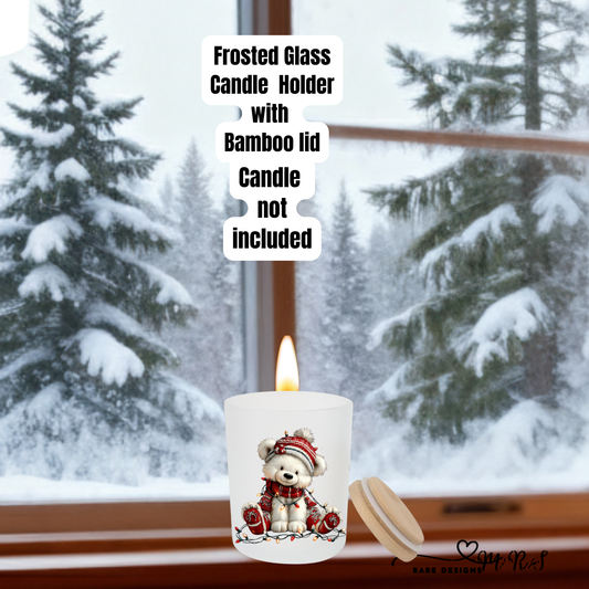 Christmas Frosted Glass Candle Holder Collection (Candle Not Included)