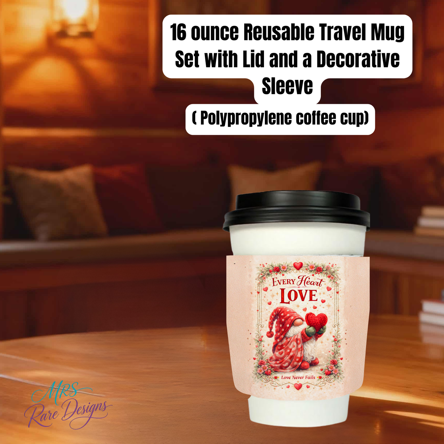 Love Collection Coffee Mug Sleeves – Reusable Decorative Cozy Wraps (4 Designs)