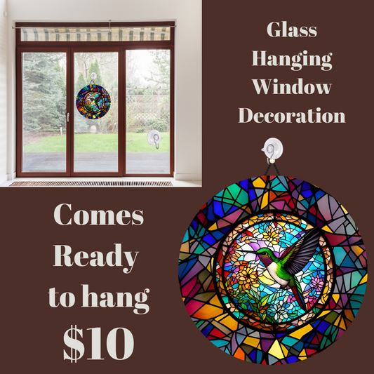 Hummingbird Stained Glass Hanging Window Decoration