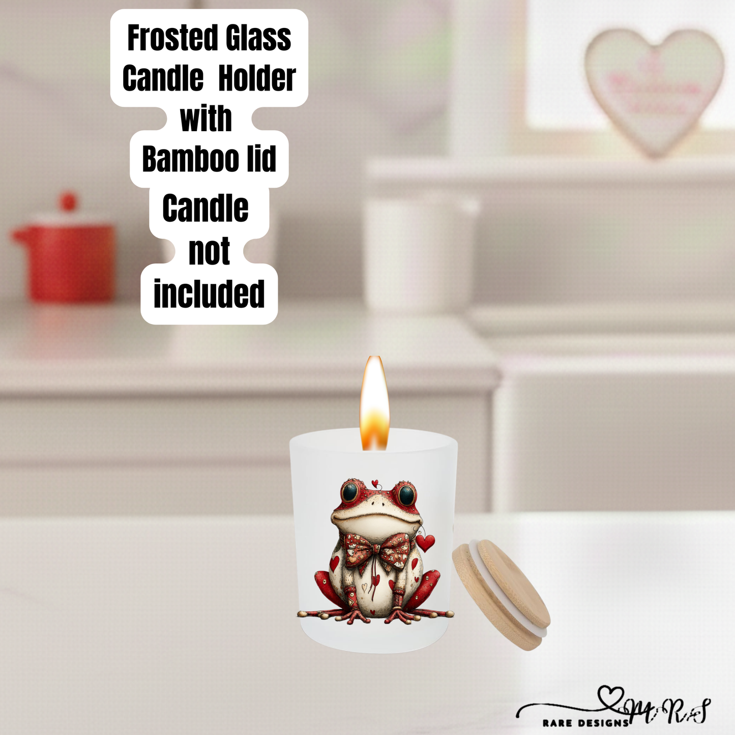 Whimsical Love Frogs – Frosted Glass Candle Holder Collection with Bamboo Lid