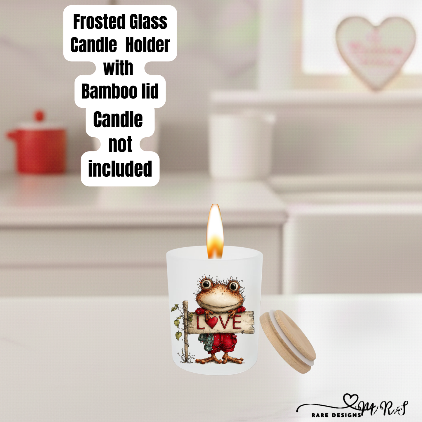 Whimsical Love Frogs – Frosted Glass Candle Holder Collection with Bamboo Lid