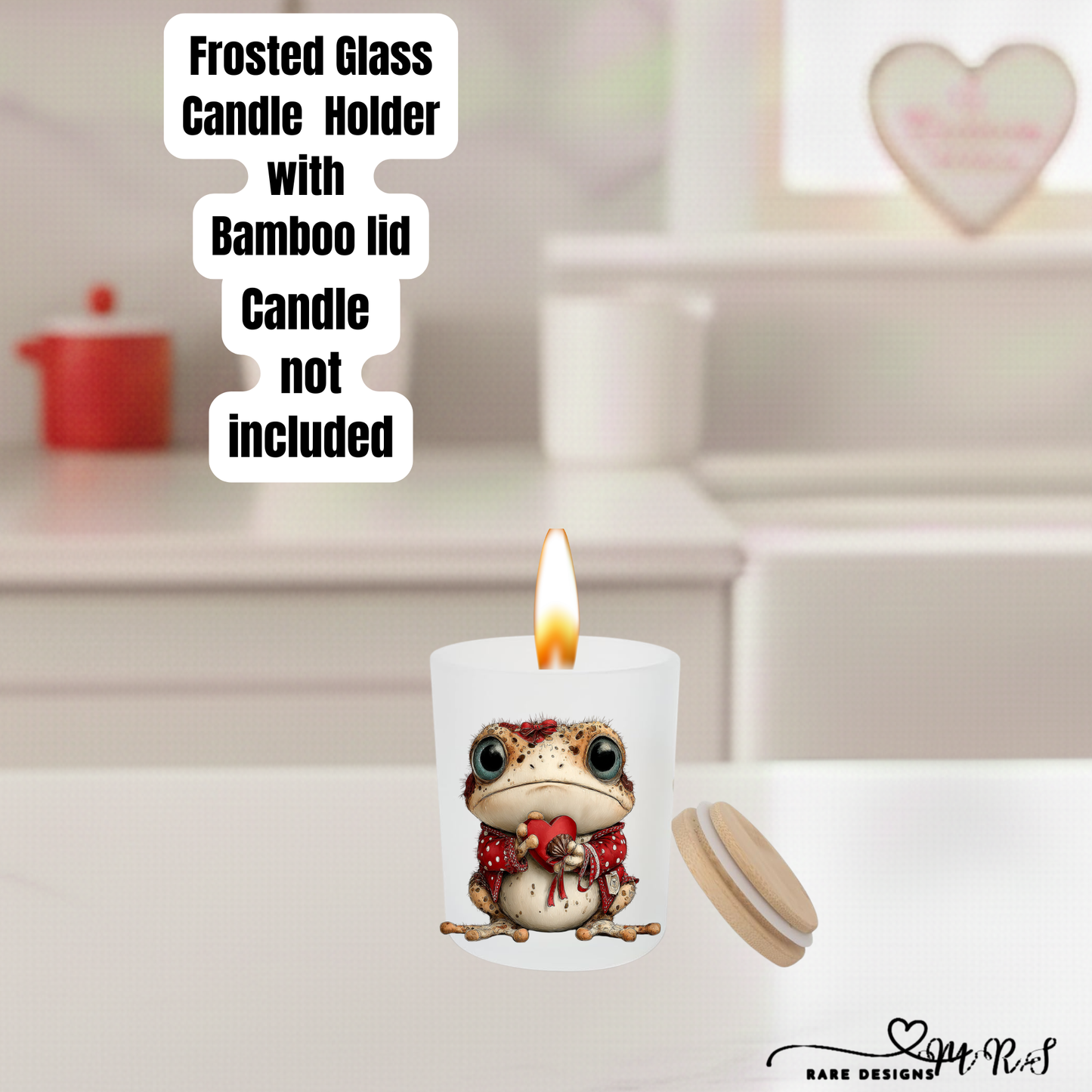 Whimsical Love Frogs – Frosted Glass Candle Holder Collection with Bamboo Lid
