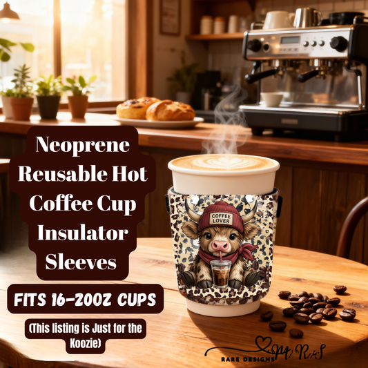 Highland Cow Neoprene Coffee Cup Sleeve – Fits 16–20oz Cups