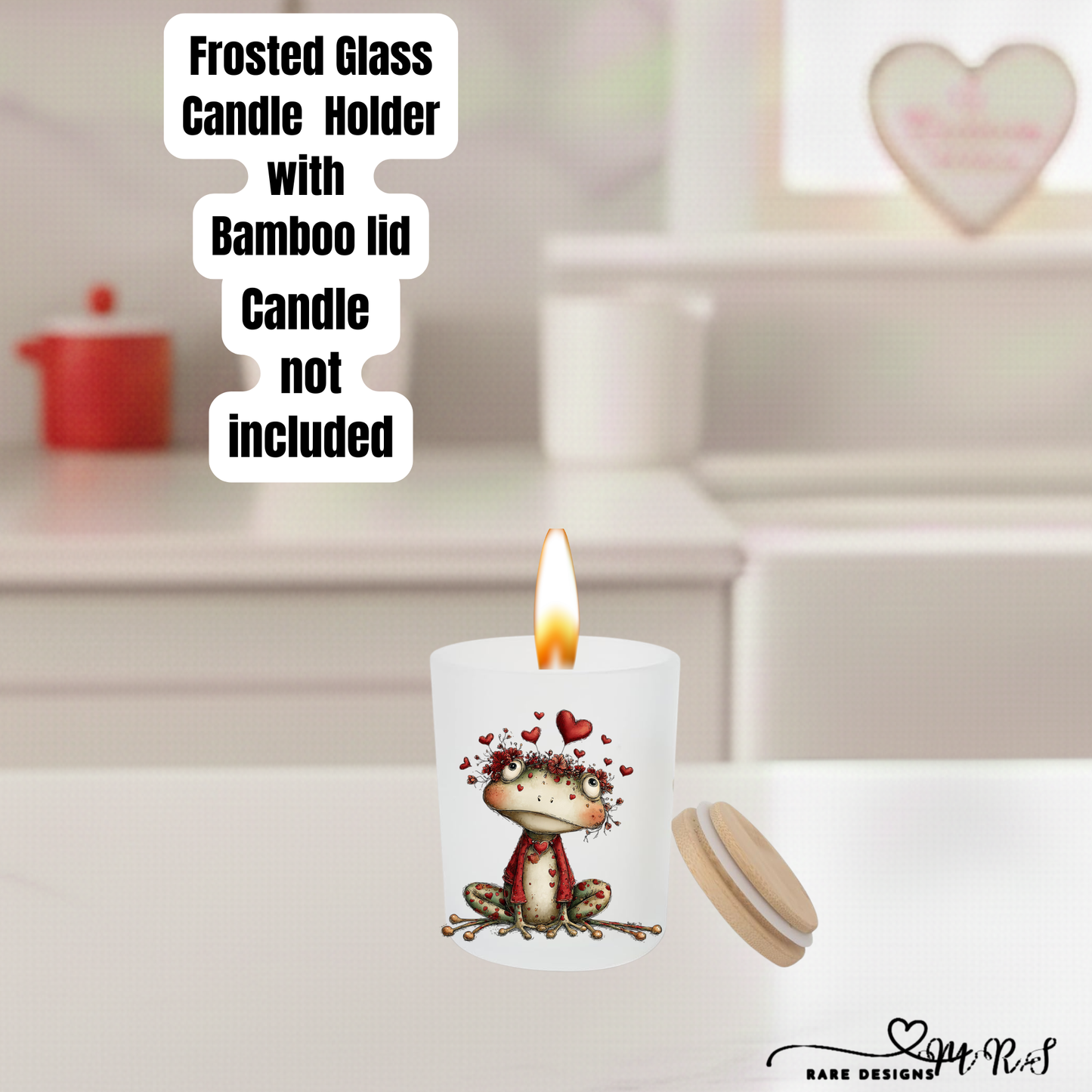 Whimsical Love Frogs – Frosted Glass Candle Holder Collection with Bamboo Lid