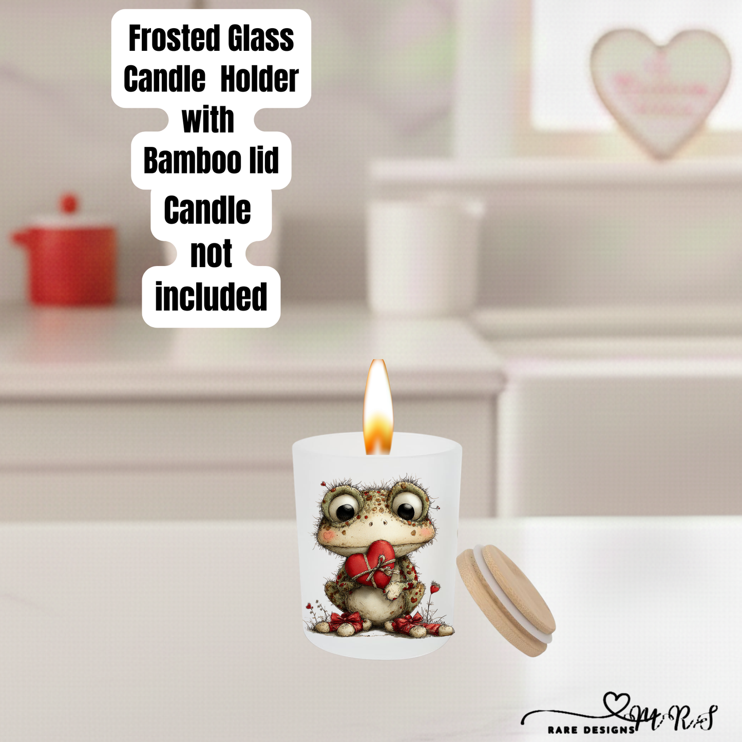 Whimsical Love Frogs – Frosted Glass Candle Holder Collection with Bamboo Lid