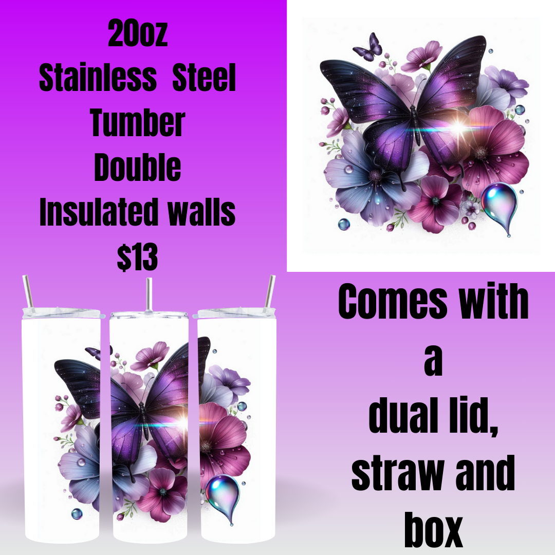 Radiant Blossom Butterfly Tumblers