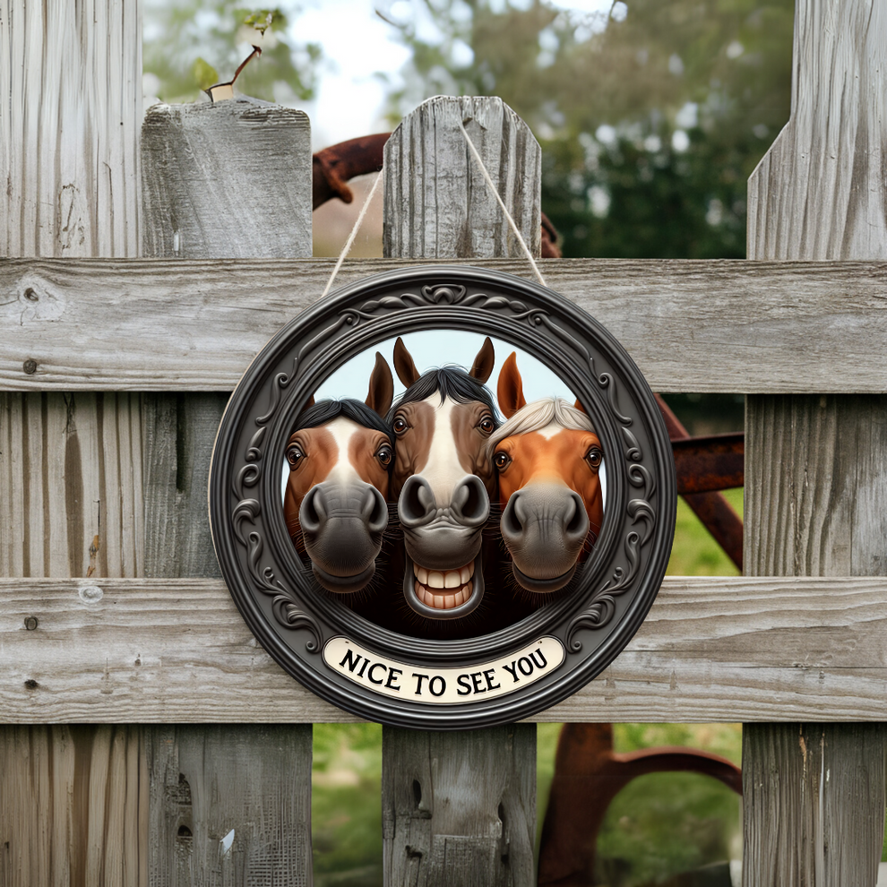 Horseplay Hello 10 inch Round Sign – MRS Rare Designs