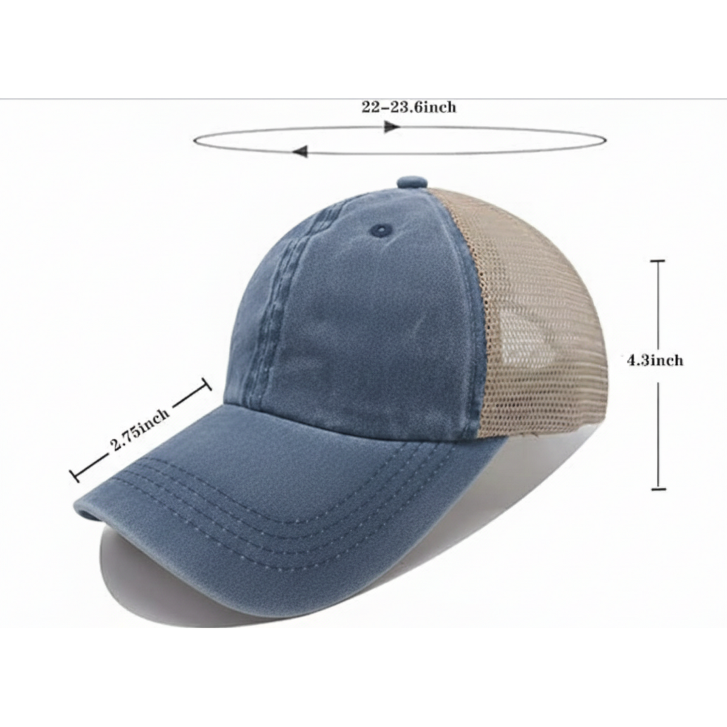 “Wishin’ I Was Fishin’” Vintage Blue Mesh Trucker Hat – Embroidered Fishing Cap