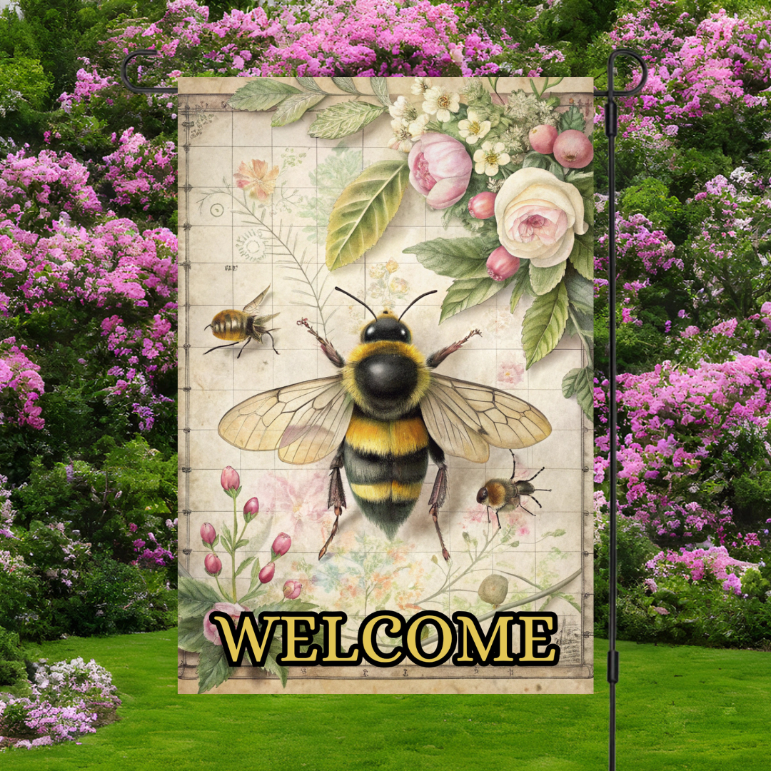 Bee-utiful Blooms Welcome Flag Duo