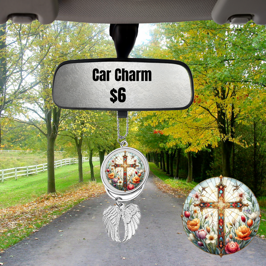 Eternal Garden Cross Car Charms