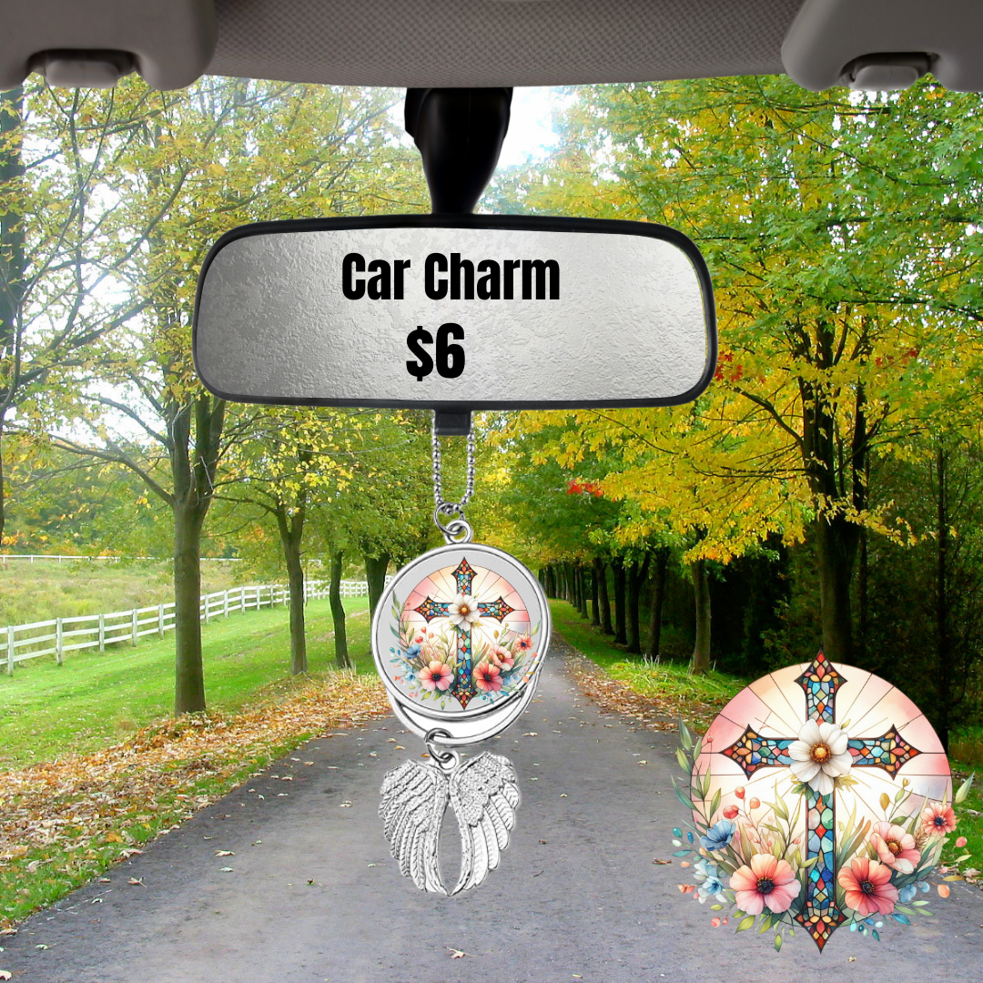 Eternal Garden Cross Car Charms