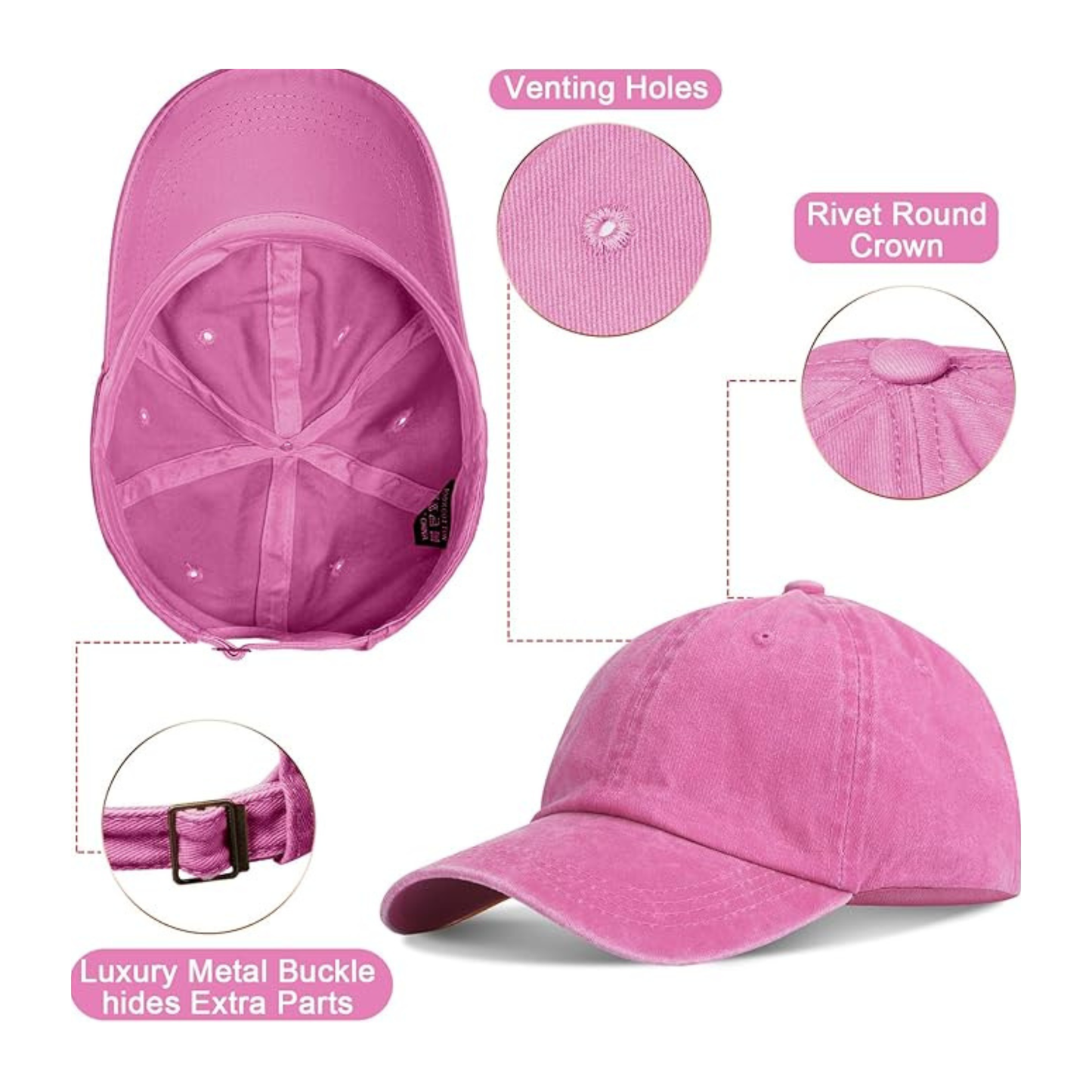 LOVE Floral Vintage Washed Baseball Cap Collection – Circle, Oval & Rectangle Patch Designs