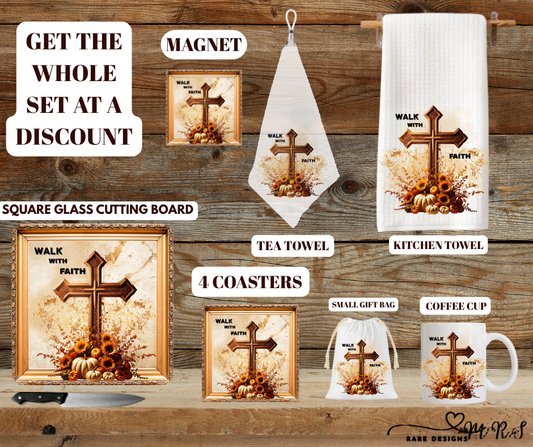 Walk With Faith Autumn Cross – 7-Piece Kitchen & Gift Bundle (Discounted Set)