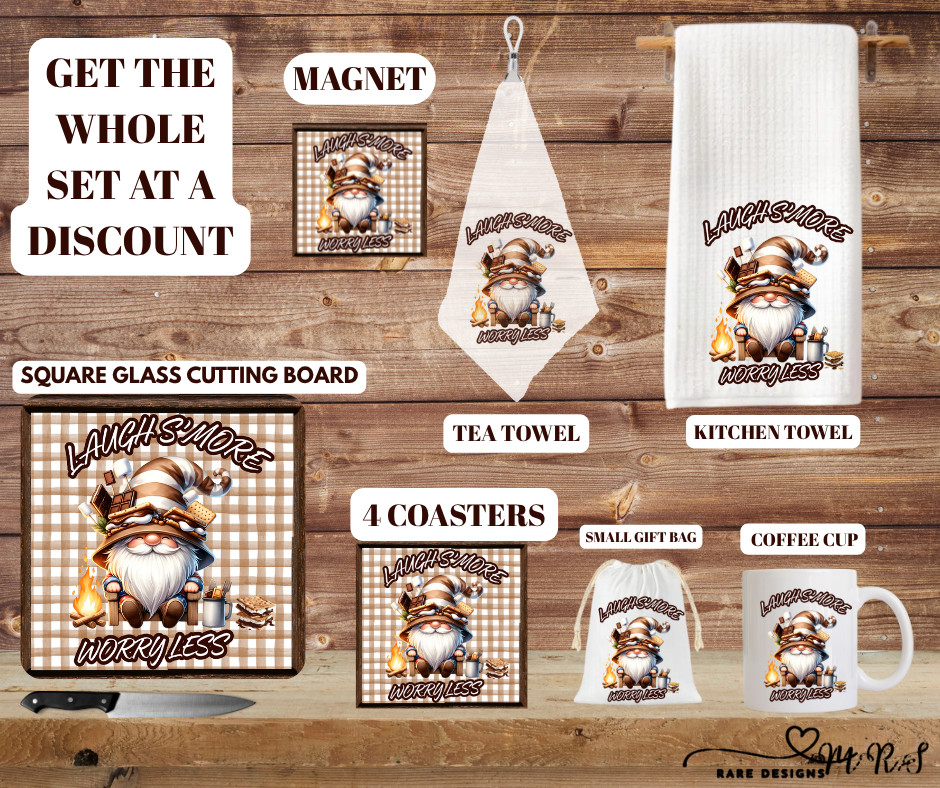 Laugh S’more, Worry Less — Stacked S’mores Hat Gnome Kitchen & Coffee Set