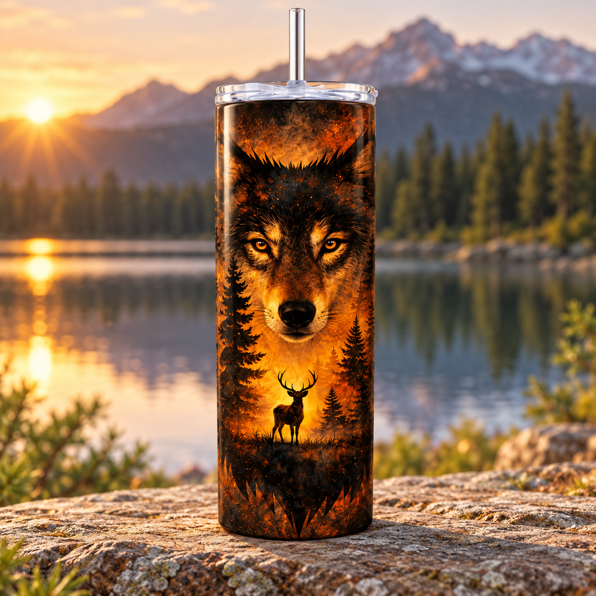 Amber Wilderness Wolf 30-Ounce Stainless Steel Tumbler