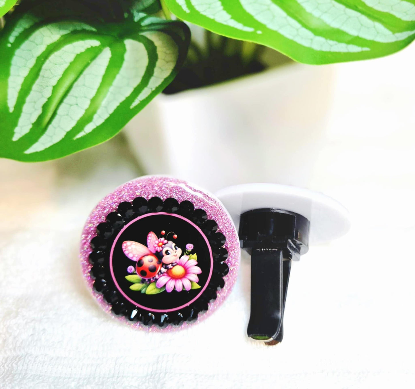 Ladybug Blossoms Car Charm & Clip Set