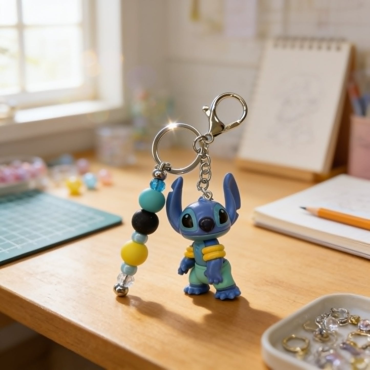 Tropical Stitch Beaded Bag Charm Keychain