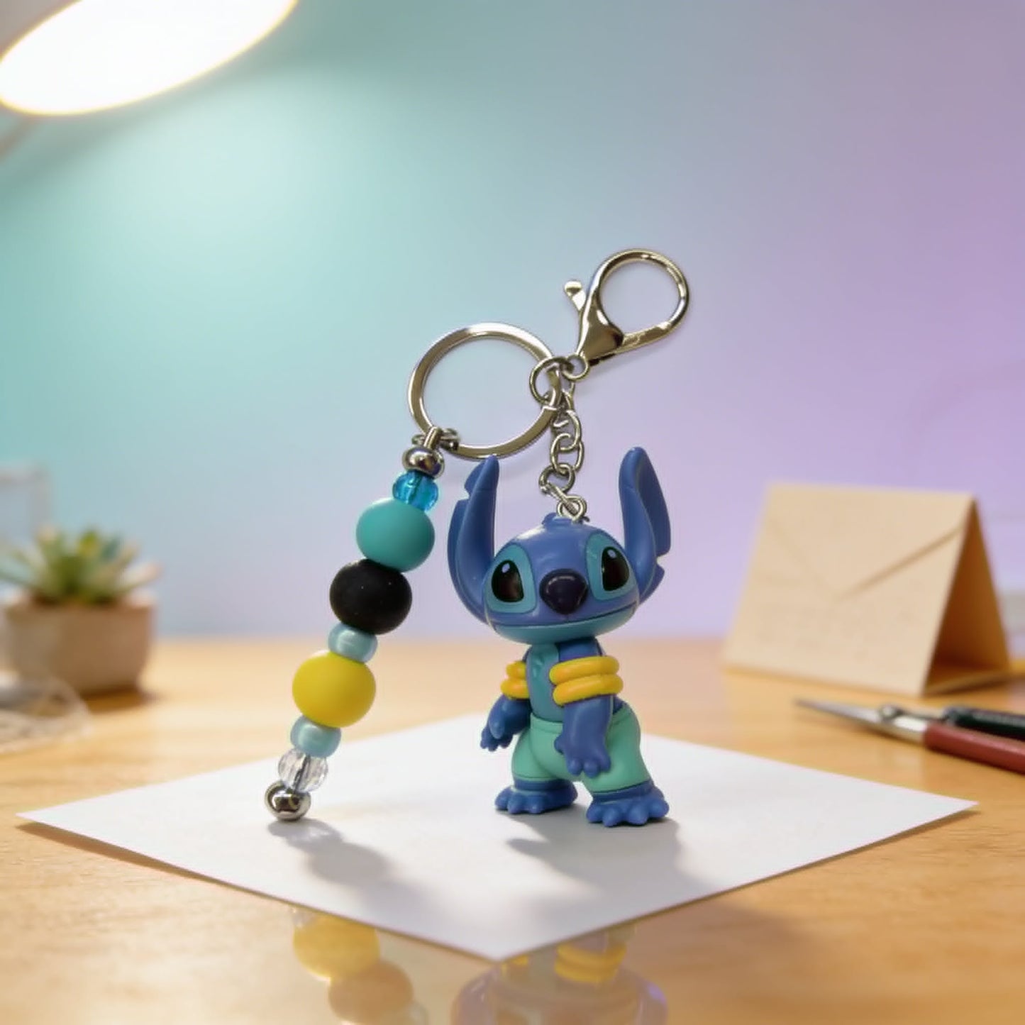 Tropical Stitch Beaded Bag Charm Keychain