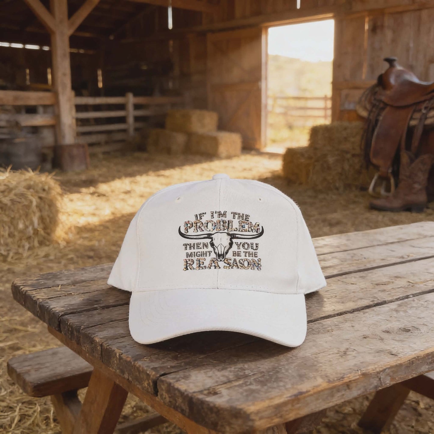 🤠 “If I’m the Problem” Cowboy Rhinestone Hat – Western Attitude Edition 🤠