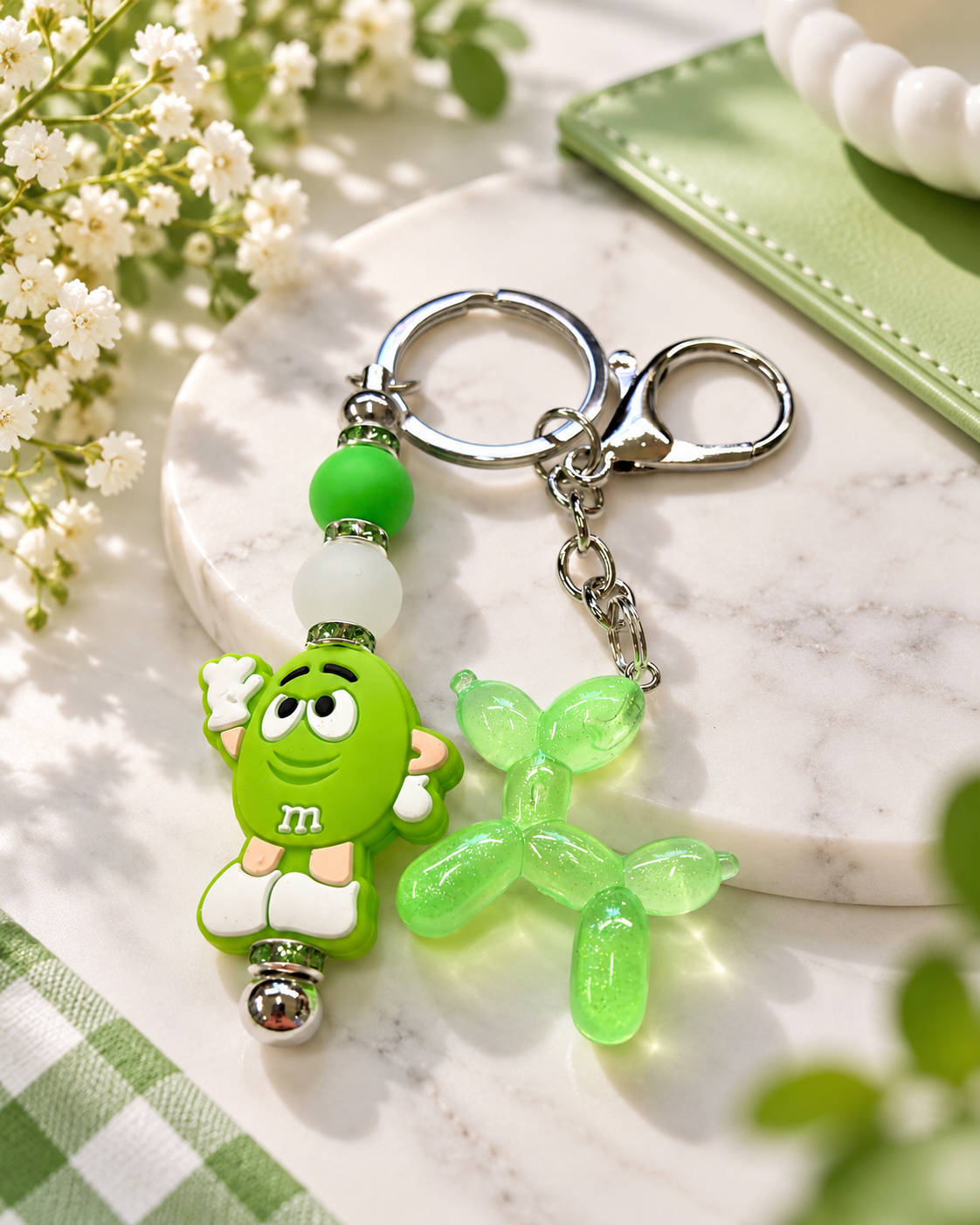 Lime Pop Candy Cutie Keychain with Balloon Dog Charm