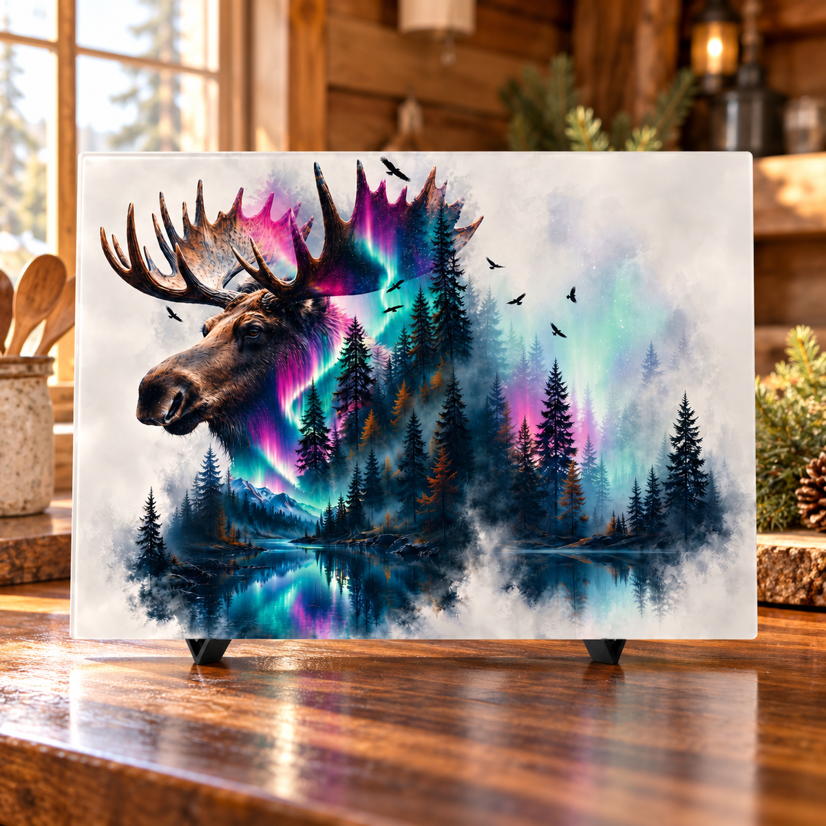 Northern Majesty Moose Glass Cutting Board