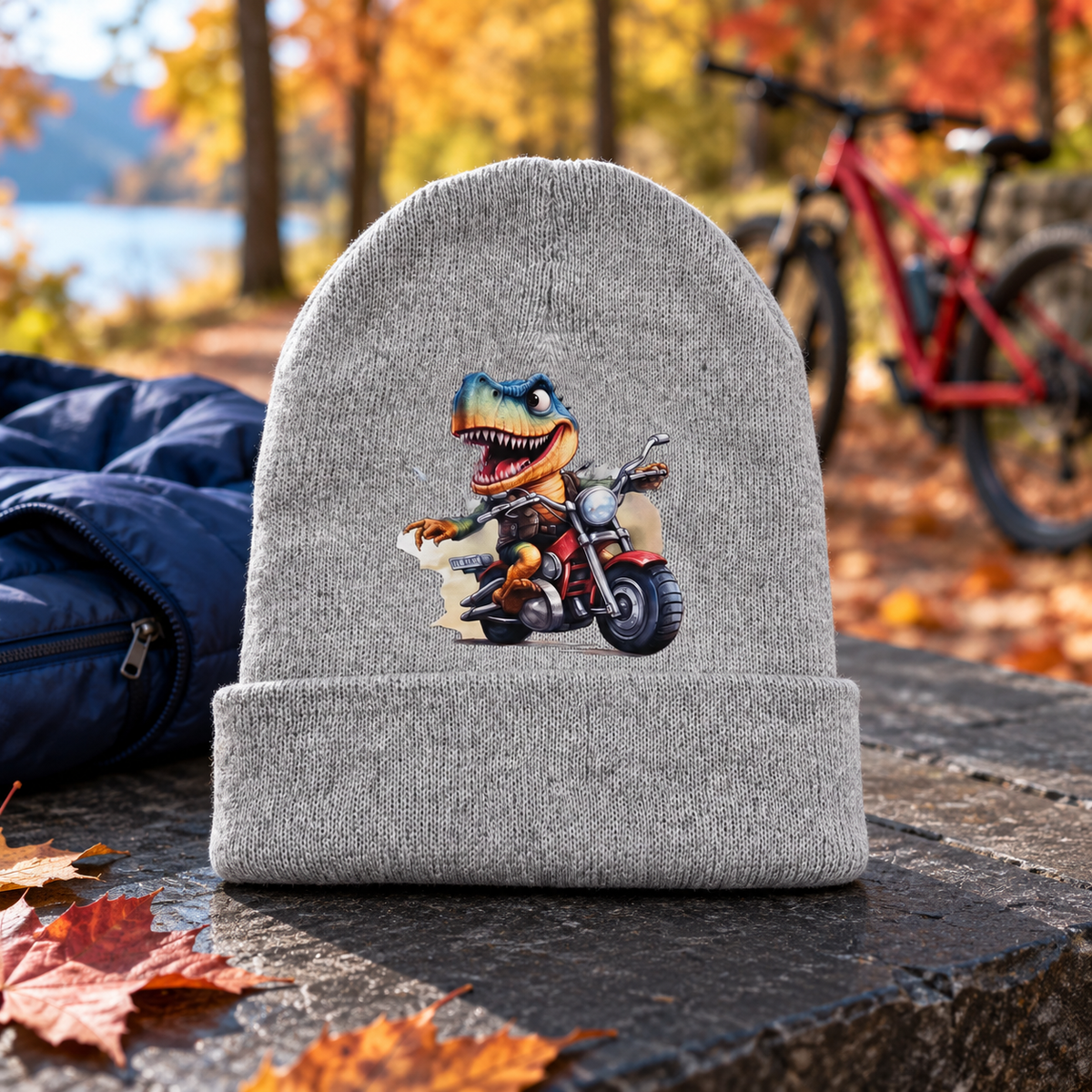 Roar & Ride — Dino Biker Beanie