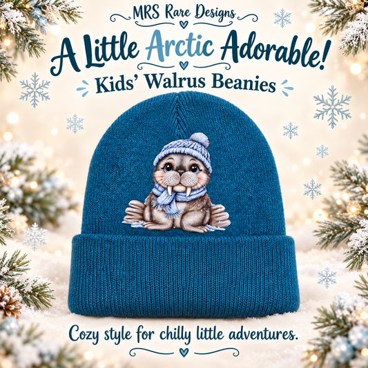 Arctic Sweetheart Teal Kids’ Walrus Beanie