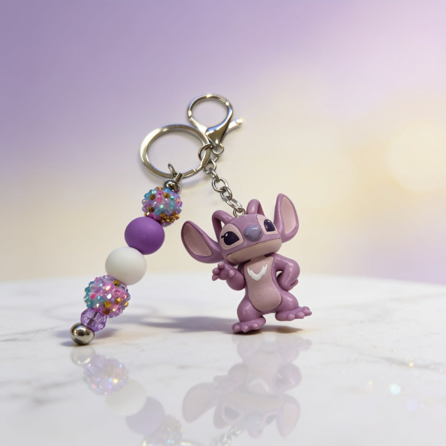 Galaxy Angel Sparkle Beaded Keychain