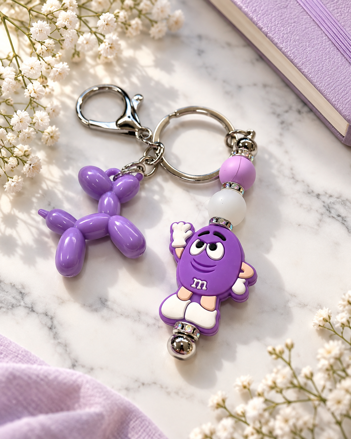 Lavender Luxe Candy Cutie Keychain with Balloon Dog Charm