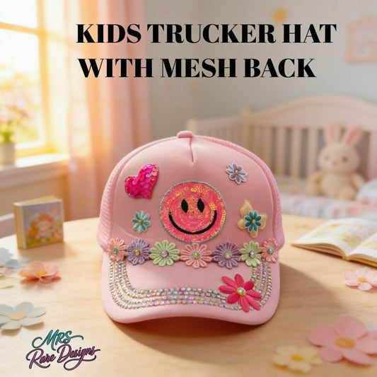 The Smiley Garden Kids Trucker Hat — "Happy Little Bloomer" Collection