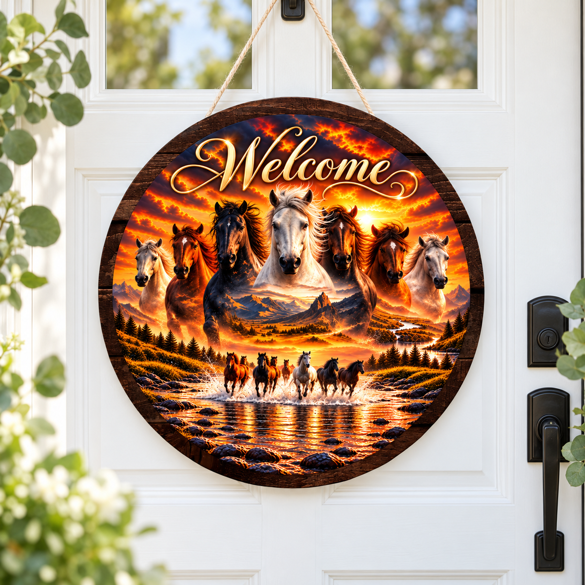 Wild Horses 10-inch MDF Welcome Sign