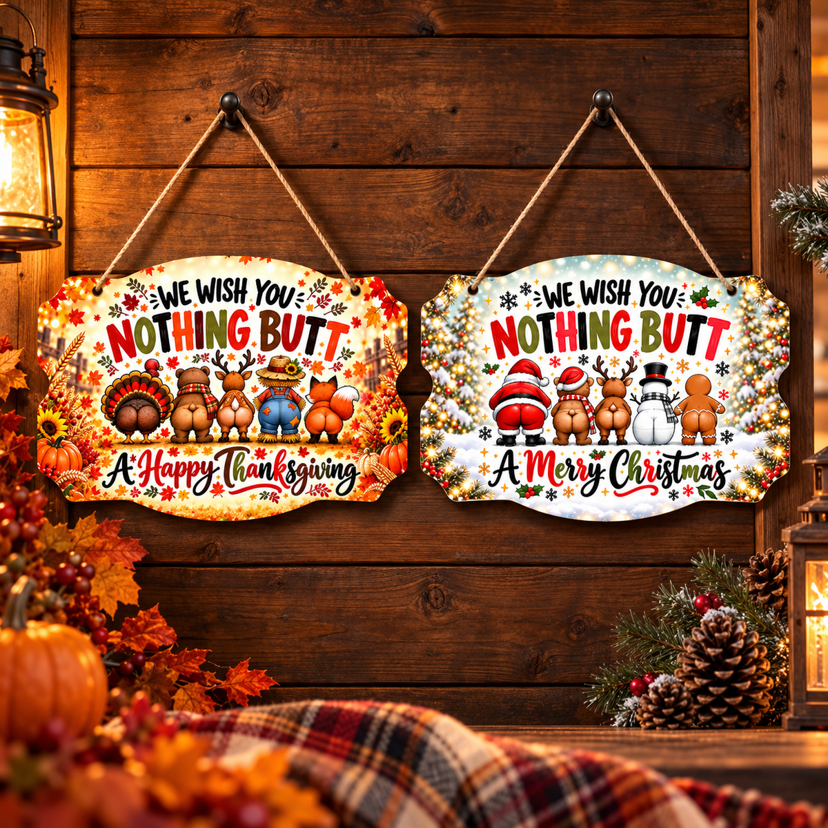 MRS Rare Designs Fall and Winter Animal Butts Seasonal Sign