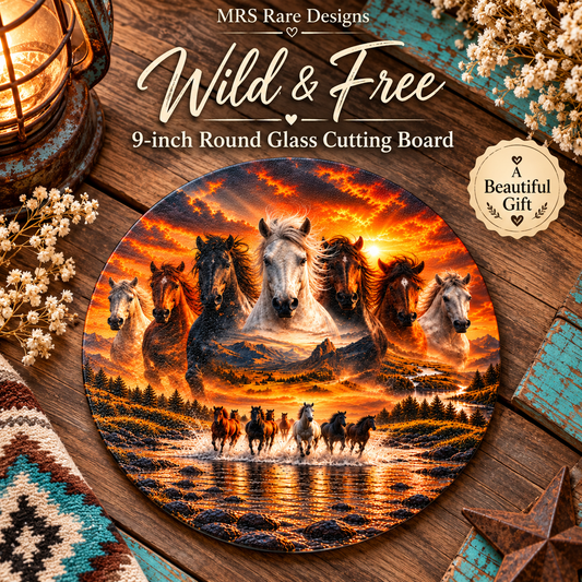 Wild & Free 9-inch Round Glass Cutting Board