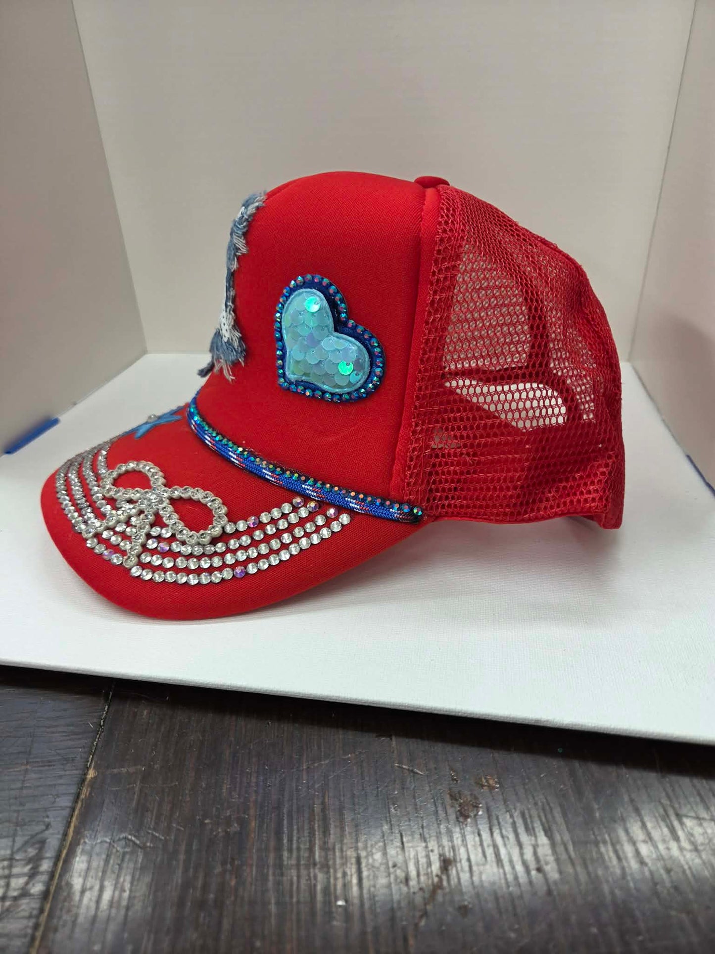 "Lil' Firecracker Rhinestone Glam Kids Trucker Hat"