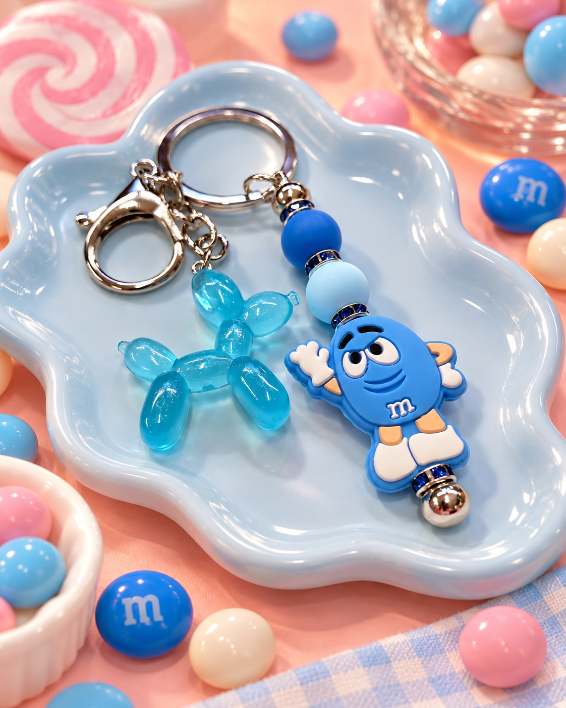 Blue Bliss Candy Cutie Keychain with Balloon Dog Charm