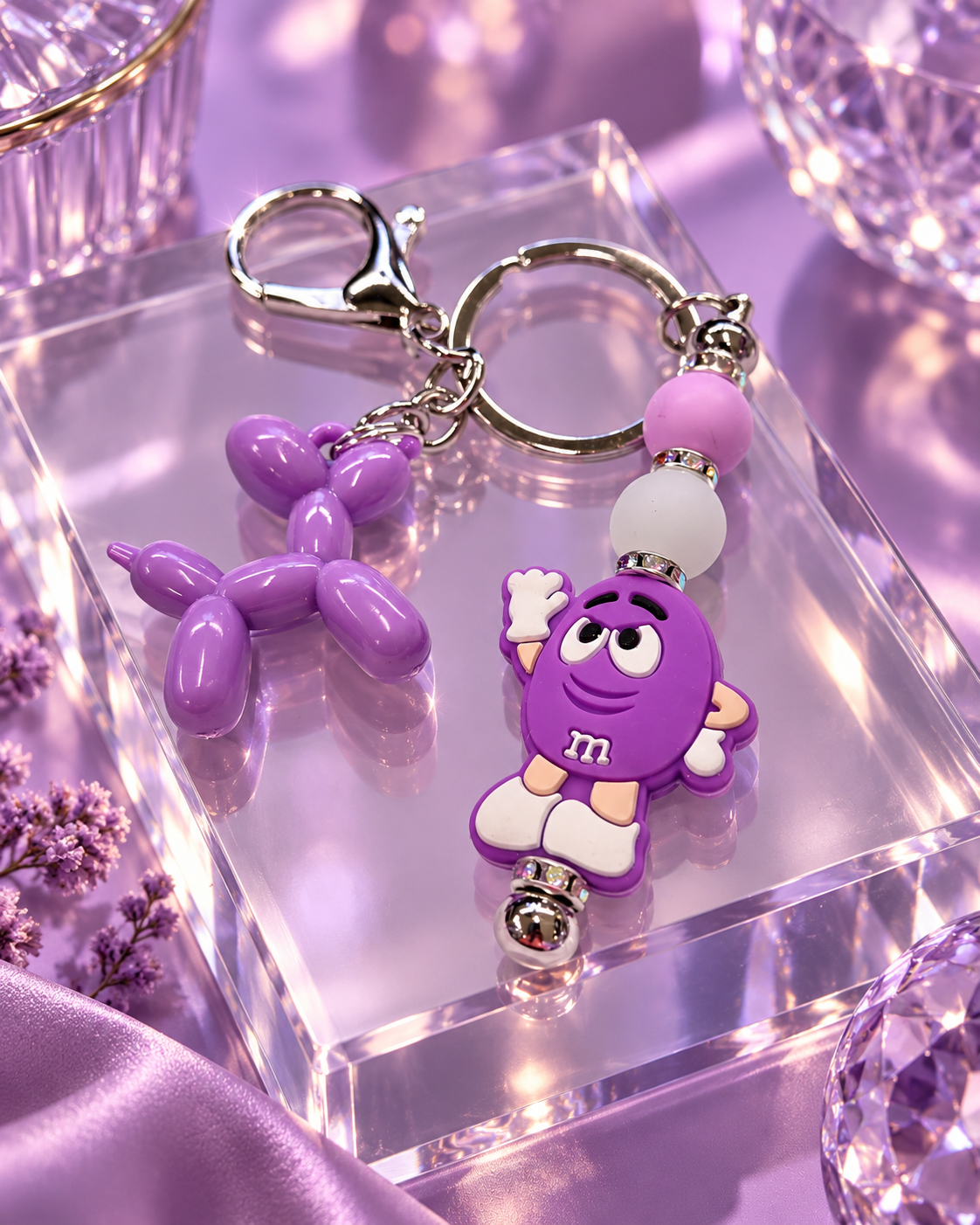 Lavender Luxe Candy Cutie Keychain with Balloon Dog Charm