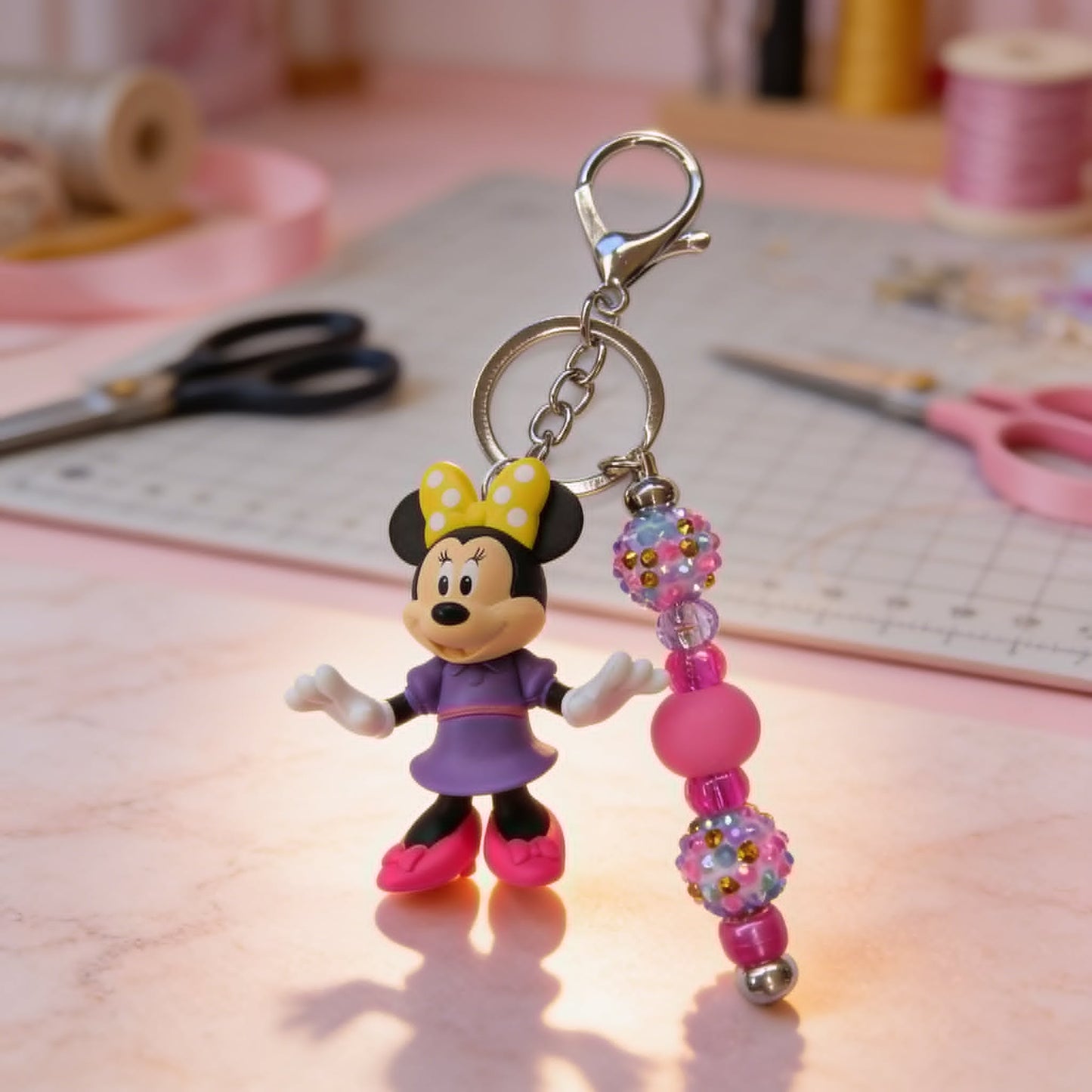 Lavender Sparkle Minnie Beaded Bag Charm