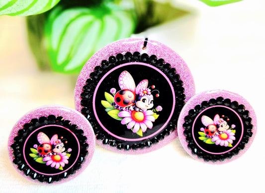 Ladybug Blossoms Car Charm & Clip Set