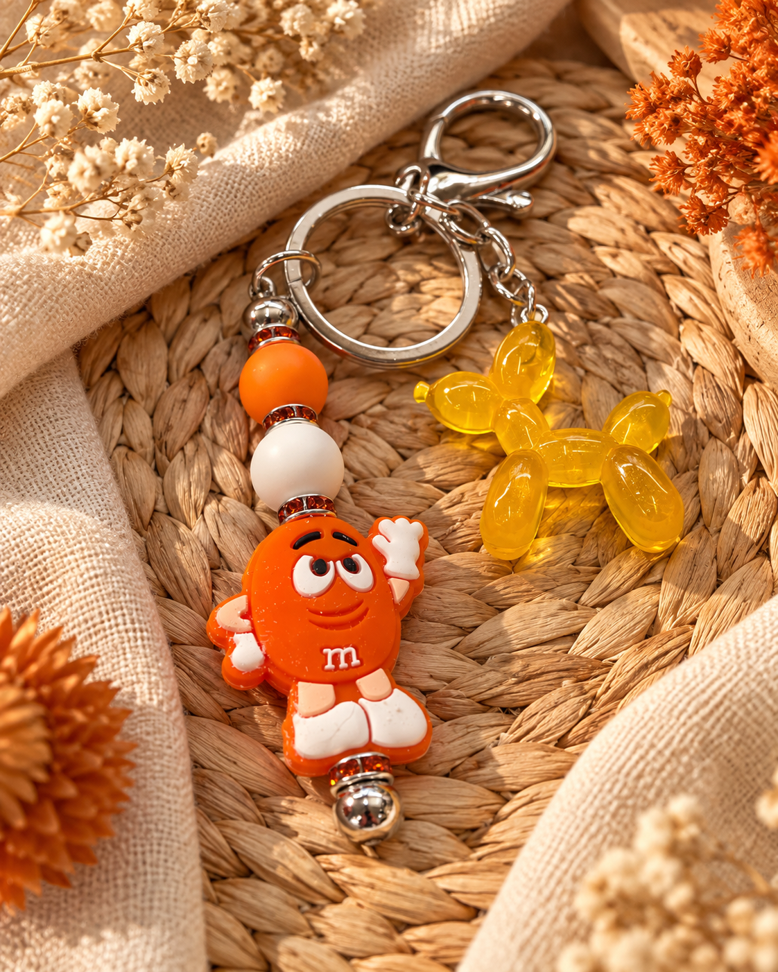 Orange Crush Candy Cutie Keychain with Balloon Dog Charm