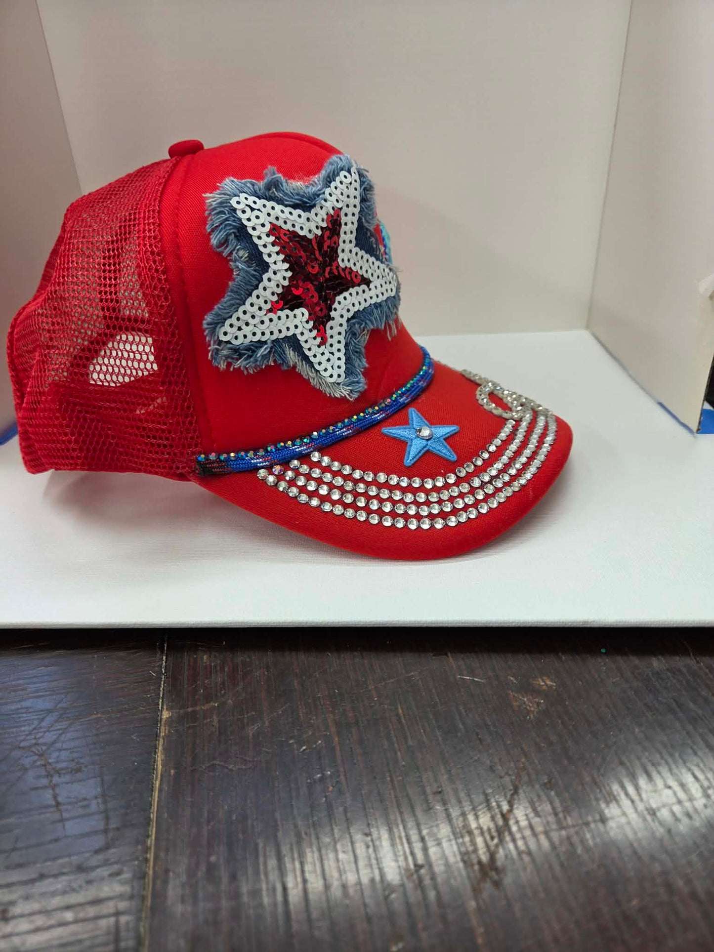 "Lil' Firecracker Rhinestone Glam Kids Trucker Hat"