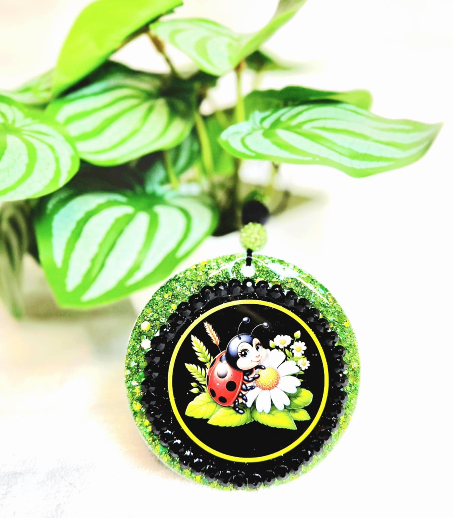 Ladybug Blossoms Car Charm & Clip Set