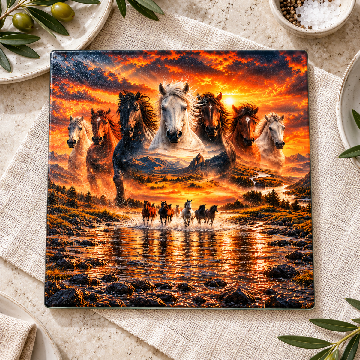 Wild & Free 9-inch Square Glass Cutting Board