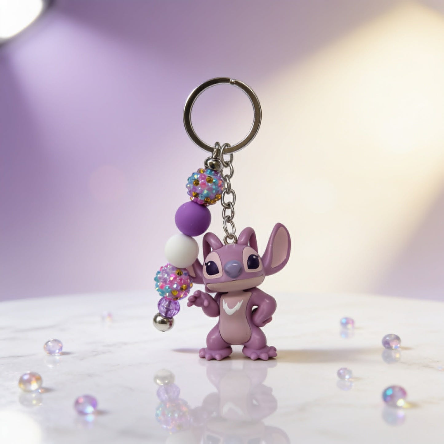 Galaxy Angel Sparkle Beaded Keychain